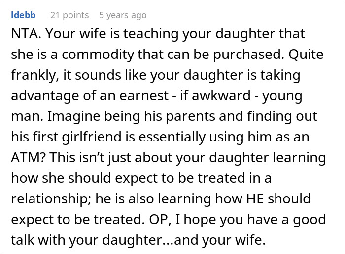 Dad Calls Out Wife After She Teaches Their Daughter To Treat Her Boyfriend Like A Personal ATM Dad Calls Out Wife After She Teaches Their Daughter To Treat Her Boyfriend Like A Personal ATM
