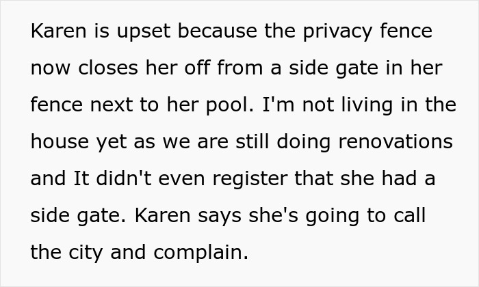 Karen Tries To Get Neighbor Fined Over A Fence, Her Plan Backfires As Her Yard Gets Checked Instead Karen Tries To Get Neighbor Fined Over A Fence, Her Plan Backfires As Her Yard Gets Checked Instead