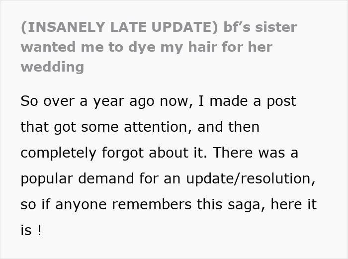 Ginger Woman Stunned After BF’s Sis Wants Her To Dye Her Hair Black For The Wedding, Says No Way Ginger Woman Stunned After BF’s Sis Wants Her To Dye Her Hair Black For The Wedding, Says No Way