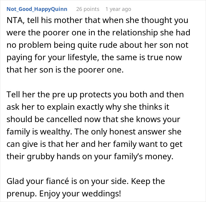 Future In-Laws Demand Woman Sign A Prenup, Backtrack After They Get A Whiff Of Her Wealthy Fam Future In-Laws Demand Woman Sign A Prenup, Backtrack After They Get A Whiff Of Her Wealthy Fam