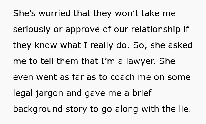 Man Wonders If His Relationship Is Doomed After His GF Pressures Him To Lie About His Career Man Wonders If His Relationship Is Doomed After His GF Pressures Him To Lie About His Career