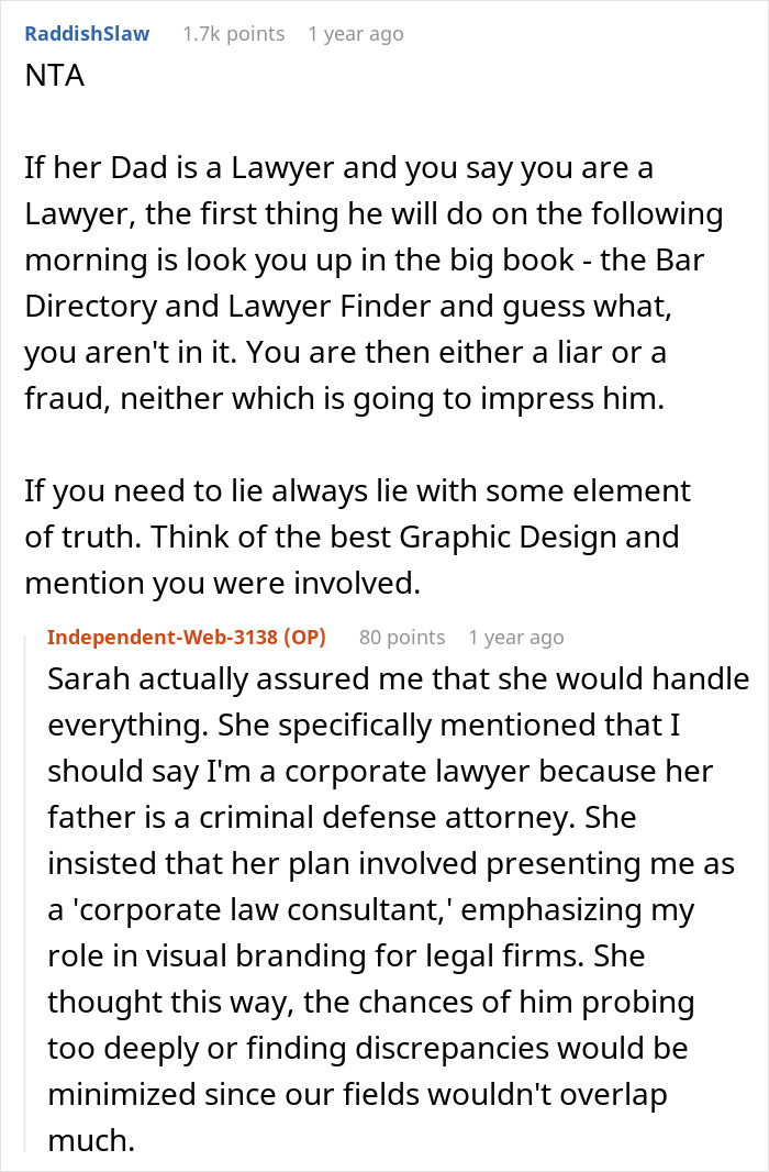 Man Wonders If His Relationship Is Doomed After His GF Pressures Him To Lie About His Career Man Wonders If His Relationship Is Doomed After His GF Pressures Him To Lie About His Career