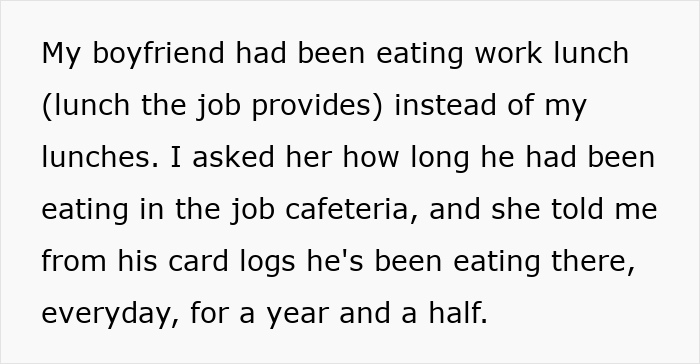 Woman Gets Up At Dawn To Make Lunches For Toxic BF, He Lies About Eating Them For 1.5 Years Woman Gets Up At Dawn To Make Lunches For Toxic BF, He Lies About Eating Them For 1.5 Years