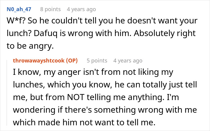 Woman Gets Up At Dawn To Make Lunches For Toxic BF, He Lies About Eating Them For 1.5 Years Woman Gets Up At Dawn To Make Lunches For Toxic BF, He Lies About Eating Them For 1.5 Years