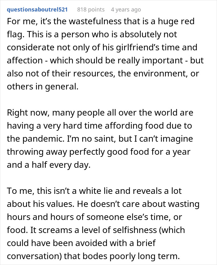 Woman Gets Up At Dawn To Make Lunches For Toxic BF, He Lies About Eating Them For 1.5 Years Woman Gets Up At Dawn To Make Lunches For Toxic BF, He Lies About Eating Them For 1.5 Years