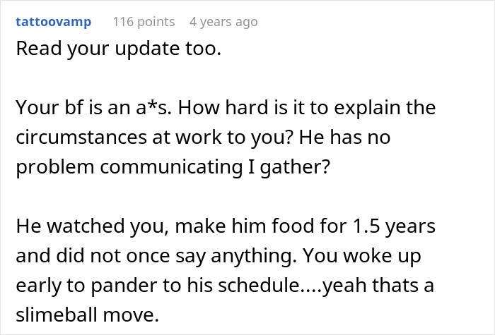 Woman Gets Up At Dawn To Make Lunches For Toxic BF, He Lies About Eating Them For 1.5 Years Woman Gets Up At Dawn To Make Lunches For Toxic BF, He Lies About Eating Them For 1.5 Years