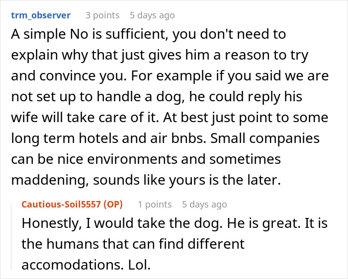 Boss Asks Lady To Host Him, Wife, Child, And Dog For A Week – “I Haven’t Gotten A Raise In Four Years” Boss Asks Lady To Host Him, Wife, Child, And Dog For A Week – “I Haven’t Gotten A Raise In Four Years”