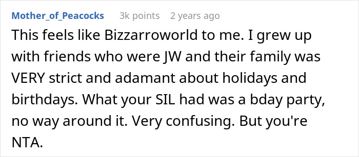 Jehovah’s Witness Mom Celebrates Kid’s B-Day Under New Name, Explodes When SIL Calls It What It Is Jehovah’s Witness Mom Celebrates Kid’s B-Day Under New Name, Explodes When SIL Calls It What It Is