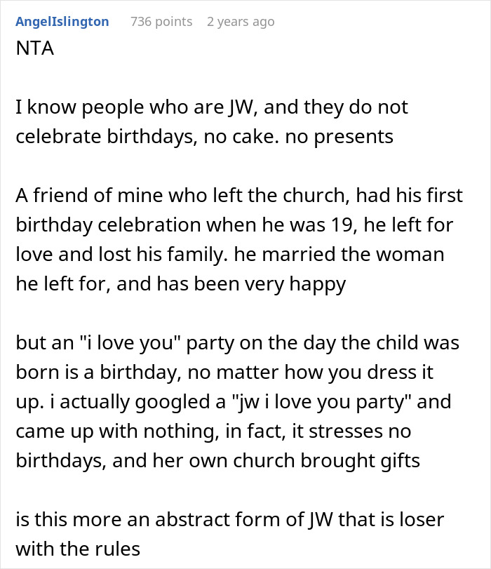 Jehovah’s Witness Mom Celebrates Kid’s B-Day Under New Name, Explodes When SIL Calls It What It Is Jehovah’s Witness Mom Celebrates Kid’s B-Day Under New Name, Explodes When SIL Calls It What It Is