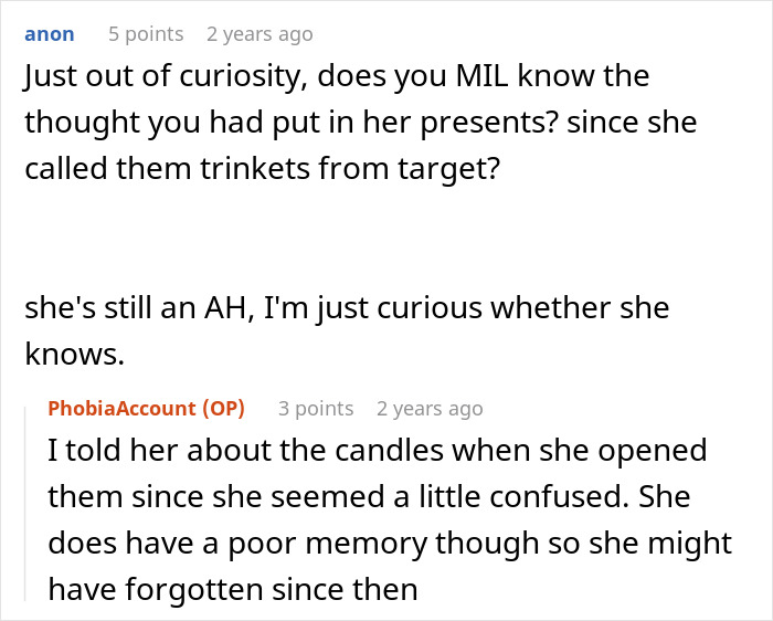 Woman Upset Son’s Partner Came Without A Gift After She Asked Him Not To Get Her Any More “Tacky Little Trinkets” Woman Upset Son’s Partner Came Without A Gift After She Asked Him Not To Get Her Any More “Tacky Little Trinkets”