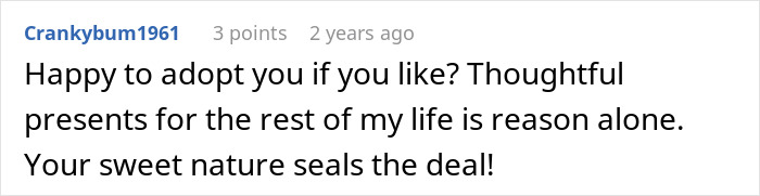 Woman Upset Son’s Partner Came Without A Gift After She Asked Him Not To Get Her Any More “Tacky Little Trinkets” Woman Upset Son’s Partner Came Without A Gift After She Asked Him Not To Get Her Any More “Tacky Little Trinkets”