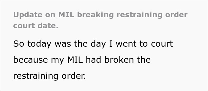 After 29 Years Of Marriage Woman Finally Takes Out A Restraining Order Against MIL After 29 Years Of Marriage Woman Finally Takes Out A Restraining Order Against MIL