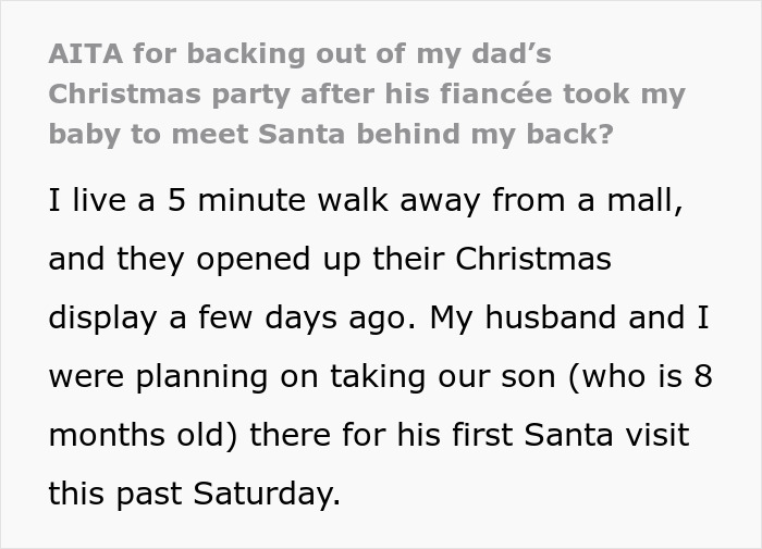 Step-Grandma Sneaks Baby To Santa While Watching Him, Loses Babysitting Privileges Forever