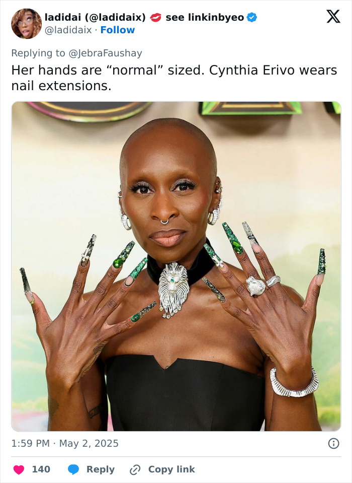 “Makes Herself Look Like A Demon”: Cynthia Erivo’s “Oddly Large Hands” Spark Debate “Makes Herself Look Like A Demon”: Cynthia Erivo’s “Oddly Large Hands” Spark Debate