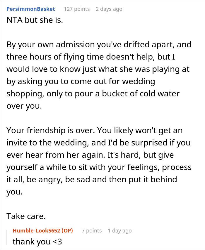 “Spend The Night And Morning Crying”: Wedding Dress Shopping Trip Turns Into A Painful Friendship Wake-Up Call “Spend The Night And Morning Crying”: Wedding Dress Shopping Trip Turns Into A Painful Friendship Wake-Up Call
