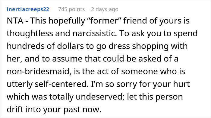 “Spend The Night And Morning Crying”: Wedding Dress Shopping Trip Turns Into A Painful Friendship Wake-Up Call “Spend The Night And Morning Crying”: Wedding Dress Shopping Trip Turns Into A Painful Friendship Wake-Up Call