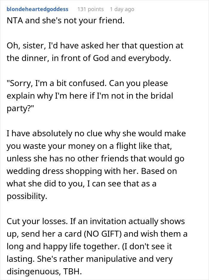 “Spend The Night And Morning Crying”: Wedding Dress Shopping Trip Turns Into A Painful Friendship Wake-Up Call “Spend The Night And Morning Crying”: Wedding Dress Shopping Trip Turns Into A Painful Friendship Wake-Up Call