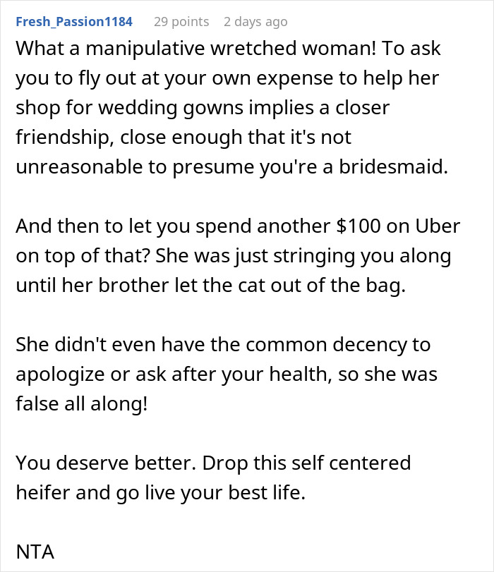 “Spend The Night And Morning Crying”: Wedding Dress Shopping Trip Turns Into A Painful Friendship Wake-Up Call “Spend The Night And Morning Crying”: Wedding Dress Shopping Trip Turns Into A Painful Friendship Wake-Up Call