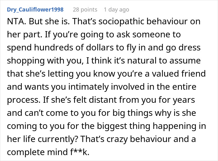 “Spend The Night And Morning Crying”: Wedding Dress Shopping Trip Turns Into A Painful Friendship Wake-Up Call “Spend The Night And Morning Crying”: Wedding Dress Shopping Trip Turns Into A Painful Friendship Wake-Up Call