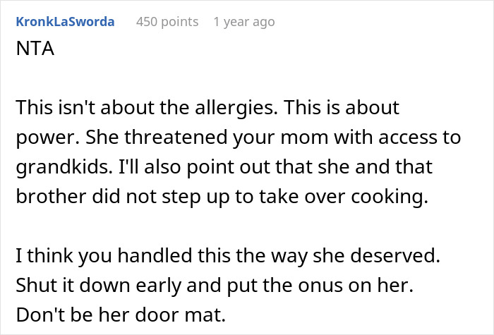 &ldquo;Threatened To Pull The Grandkids Away&rdquo;: Woman Expects Family To Cater To Her Allergies, Gets A Reality Check