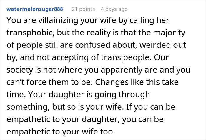Wife Goes Full Transphobic After Son Comes Out, Husband Feels Like Their Family Is Imploding