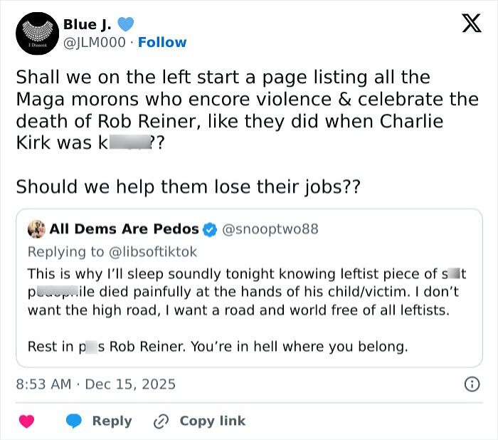 People Call Out MAGA Hypocrisy As Rob Reiner’s Slaying Compared To Charlie Kirk People Call Out MAGA Hypocrisy As Rob Reiner’s Slaying Compared To Charlie Kirk