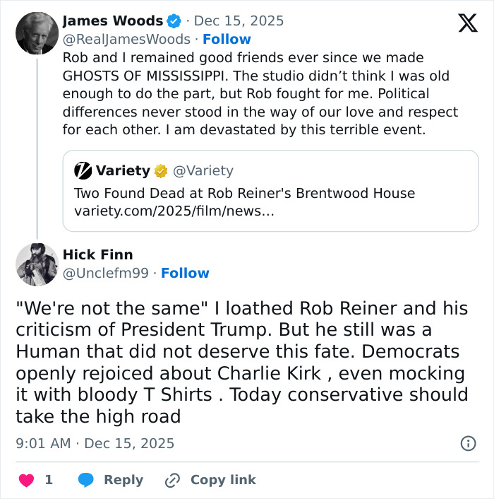 People Call Out MAGA Hypocrisy As Rob Reiner’s Slaying Compared To Charlie Kirk People Call Out MAGA Hypocrisy As Rob Reiner’s Slaying Compared To Charlie Kirk