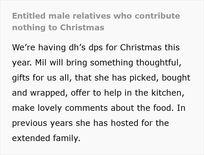 Woman Calls Out Men Who Feel Entitled To Do Nothing During Christmas Woman Calls Out Men Who Feel Entitled To Do Nothing During Christmas
