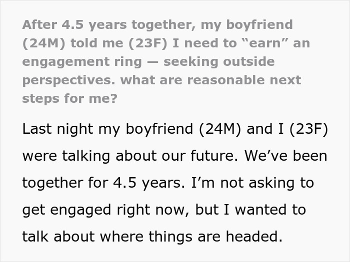 Man Tells Girlfriend She Must &ldquo;Earn&rdquo; An Engagement Ring After 4.5 Years Together, Drama Ensues