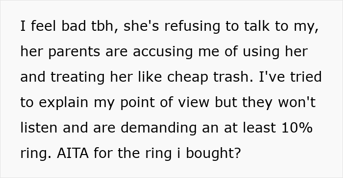 Man Buys A $3K Engagement Ring, Takes Heat From GF And Her Fam For Giving Her A “Cheap” Ring