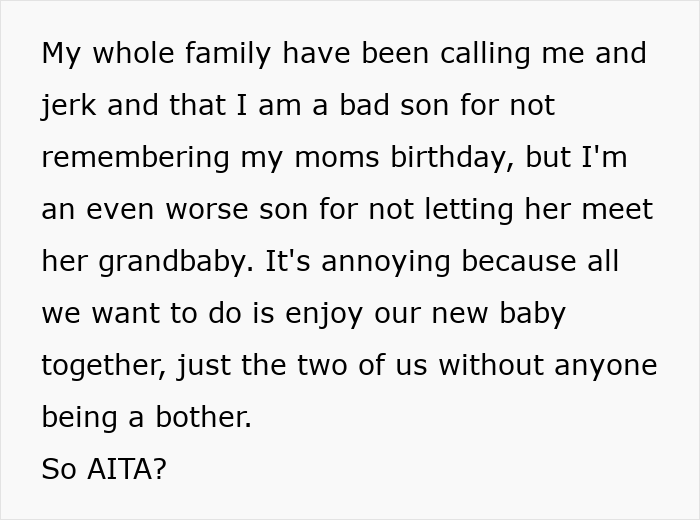 Mom Rages At Son For Forgetting Her Birthday, Accuses DIL Of Purposely Going Into Labor At That Time Mom Rages At Son For Forgetting Her Birthday, Accuses DIL Of Purposely Going Into Labor At That Time