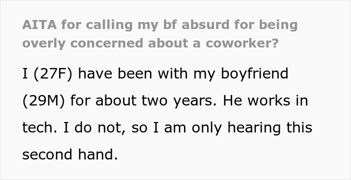 GF Thinks BF Is Being Absurd After He Comes Home Whining About Female Coworker’s Bad Review GF Thinks BF Is Being Absurd After He Comes Home Whining About Female Coworker’s Bad Review