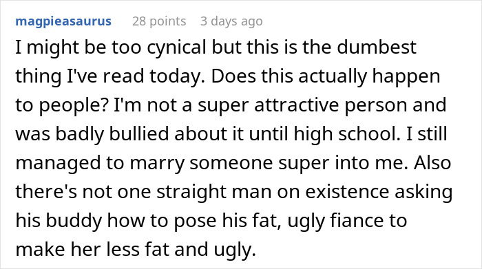 Guy Tells Friend He’s Worried About Wedding Photos Because Of Fianc&eacute;e’s Looks, Regrets It Dearly