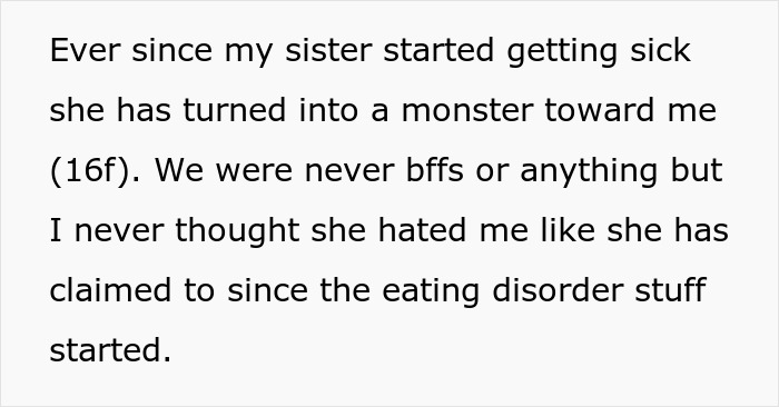 “AITAH For Refusing To Spend Christmas At Home If My Sister Is Released From Her Eating Disorder Clinic?” “AITAH For Refusing To Spend Christmas At Home If My Sister Is Released From Her Eating Disorder Clinic?”