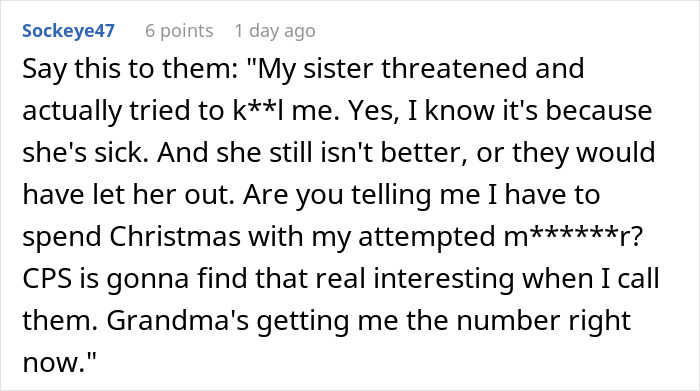 “AITAH For Refusing To Spend Christmas At Home If My Sister Is Released From Her Eating Disorder Clinic?” “AITAH For Refusing To Spend Christmas At Home If My Sister Is Released From Her Eating Disorder Clinic?”
