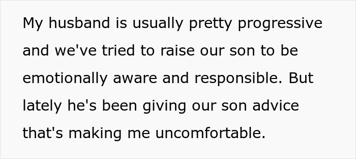Hubby Teaches Teen Son That Women Should Do All The Emotional Labor, Faces Backlash From Wife Hubby Teaches Teen Son That Women Should Do All The Emotional Labor, Faces Backlash From Wife