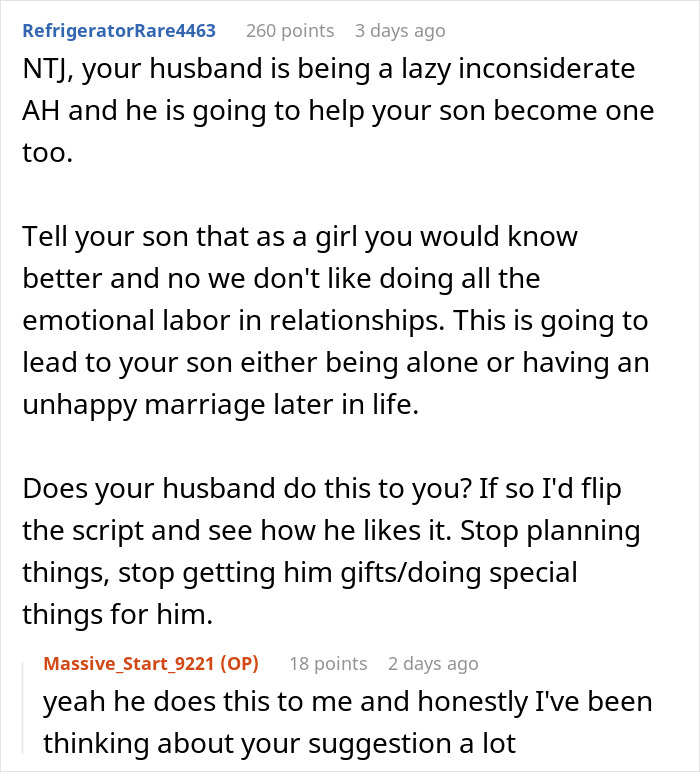 Hubby Teaches Teen Son That Women Should Do All The Emotional Labor, Faces Backlash From Wife Hubby Teaches Teen Son That Women Should Do All The Emotional Labor, Faces Backlash From Wife