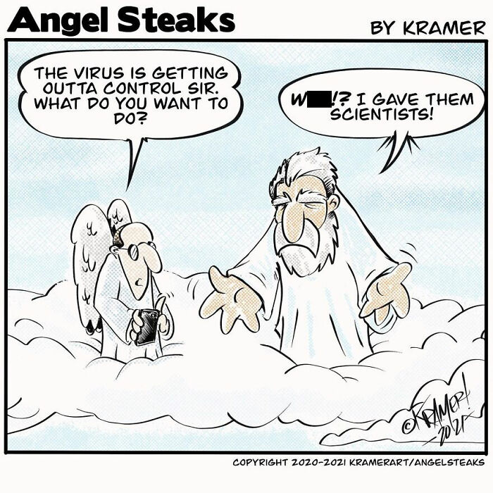 ‘Angel Steaks’: 20 Single-Panel Cartoons Featuring God ‘Angel Steaks’: 20 Single-Panel Cartoons Featuring God