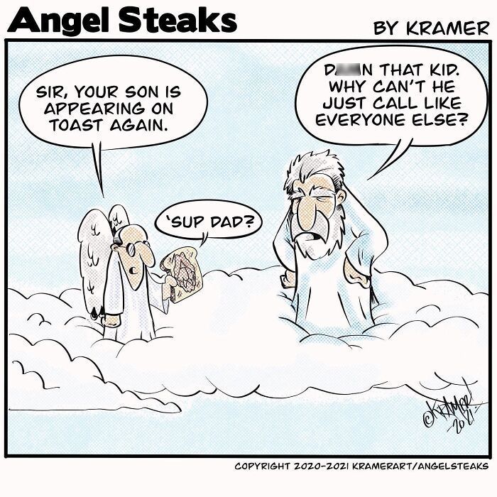 ‘Angel Steaks’: 20 Single-Panel Cartoons Featuring God ‘Angel Steaks’: 20 Single-Panel Cartoons Featuring God