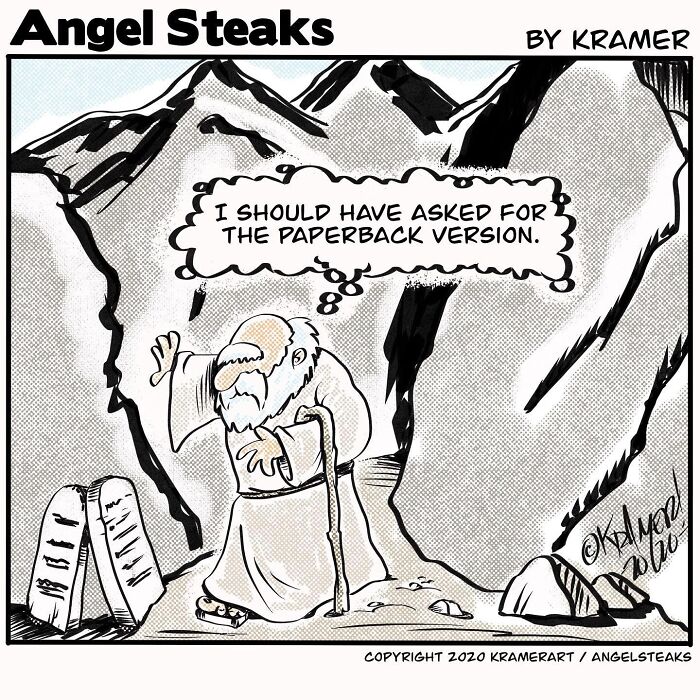 ‘Angel Steaks’: 20 Single-Panel Cartoons Featuring God ‘Angel Steaks’: 20 Single-Panel Cartoons Featuring God