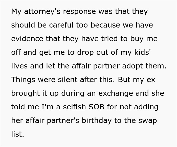 Entitled Cheater Wants Affair Partner’s B-Day As Custody Swap Day, Mad As Ex Husband Says &ldquo;No Way&rdquo;