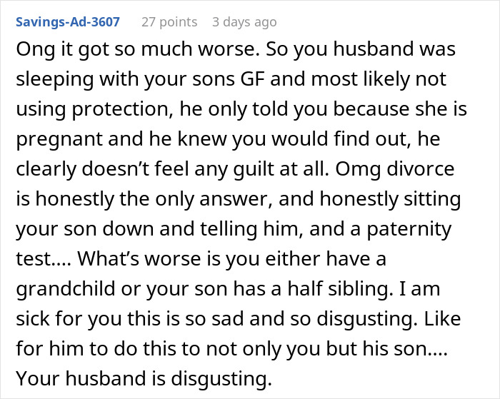 Man Unsure If Affair Partner’s Baby Is His Child Or Grandchild As She’s His Son’s Recent Ex Man Unsure If Affair Partner’s Baby Is His Child Or Grandchild As She’s His Son’s Recent Ex