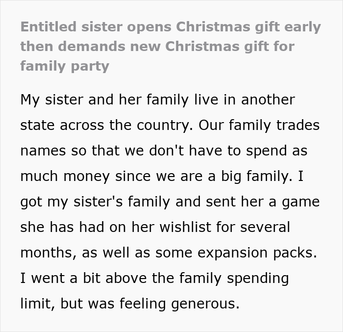 Woman Thinks She Deserves Another Christmas Gift Because She Opened One Early, Gets A Reality Check