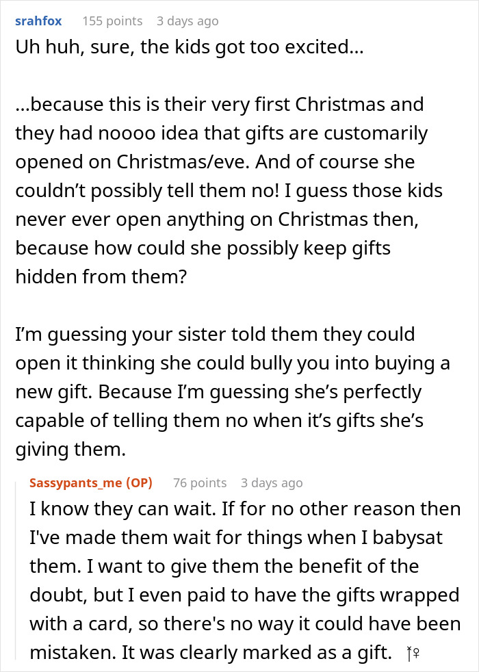 Woman Thinks She Deserves Another Christmas Gift Because She Opened One Early, Gets A Reality Check