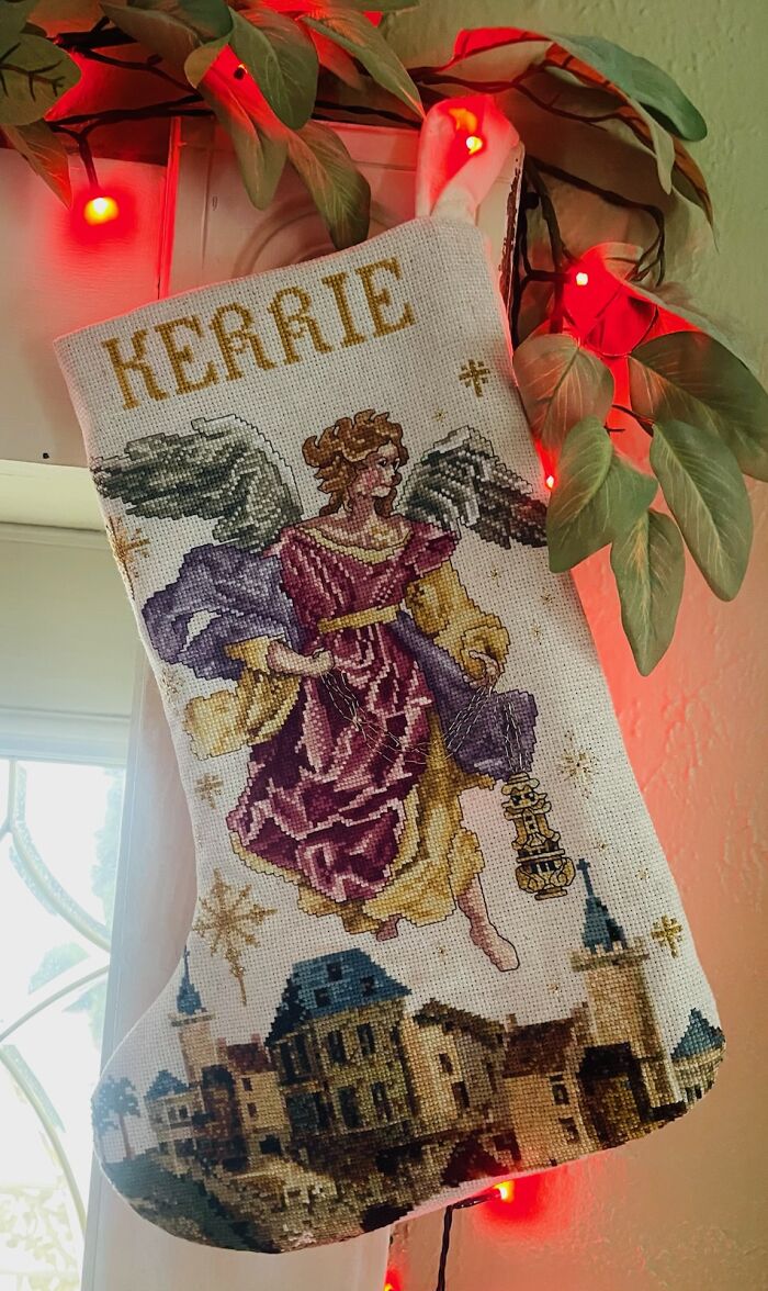 My Mom Has Been Making Needlepoint Christmas Stockings For Our Family For Decades, And Here Are Some Of Her Beautiful Works