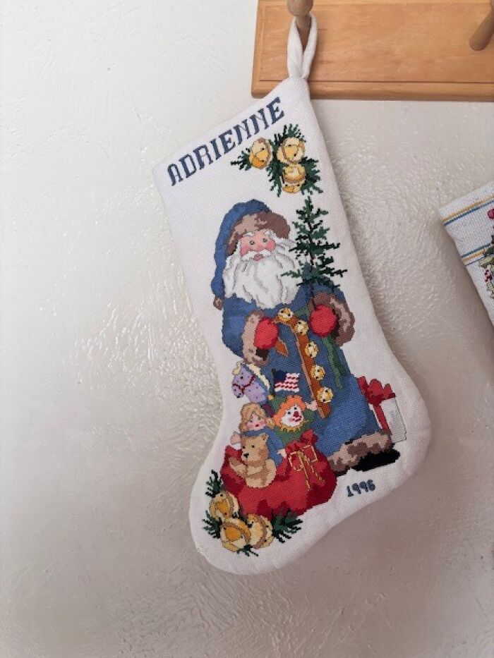 My Mom Has Been Making Needlepoint Christmas Stockings For Our Family For Decades, And Here Are Some Of Her Beautiful Works
