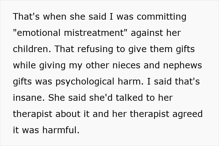 Aunt Declares ‘No Christmas Gifts’ For Unruly Niblings, Faces Backlash From Her Extremely Angry Sis Aunt Declares ‘No Christmas Gifts’ For Unruly Niblings, Faces Backlash From Her Extremely Angry Sis