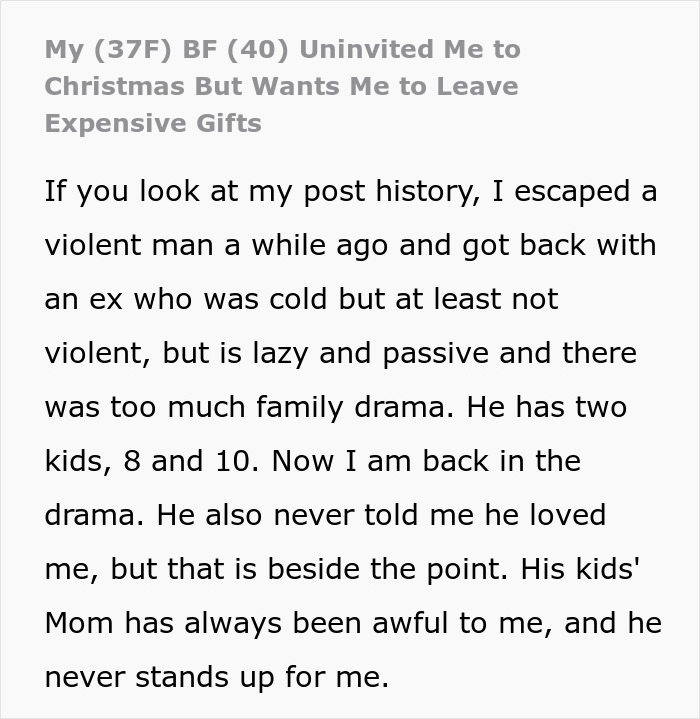 Woman Buys Expensive Gifts For BF’s Kids, Is Told She Can’t Spend Christmas With Them Woman Buys Expensive Gifts For BF’s Kids, Is Told She Can’t Spend Christmas With Them