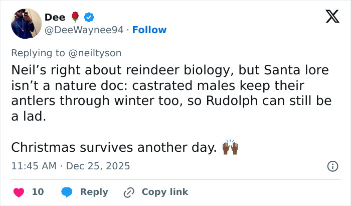The Internet Is Losing It After Neil deGrasse Tyson Explains Gender Of Santa’s Reindeer Rudolph