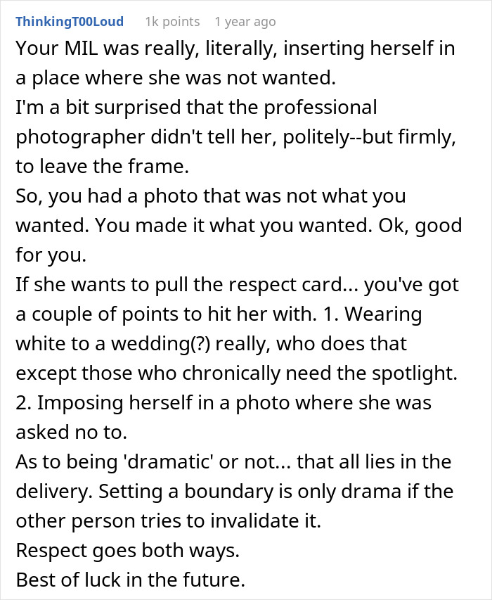 MIL Decides A White Dress Is Best For Son’s Wedding, Is Shocked Bride Doesn’t Want Her In Photos